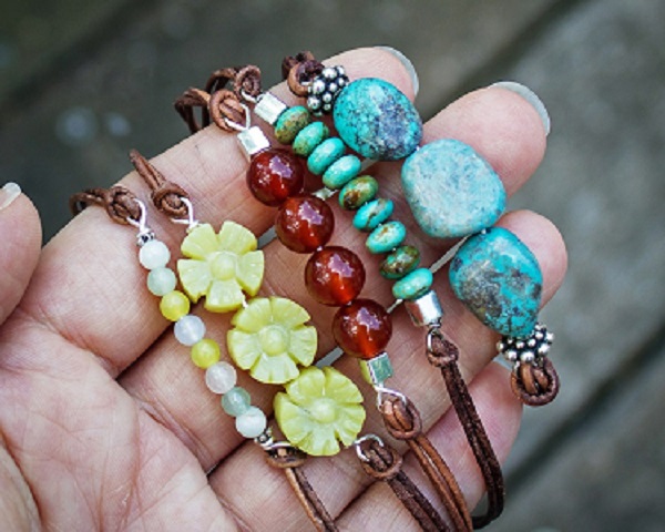 Leather and Layered Bead Bracelets